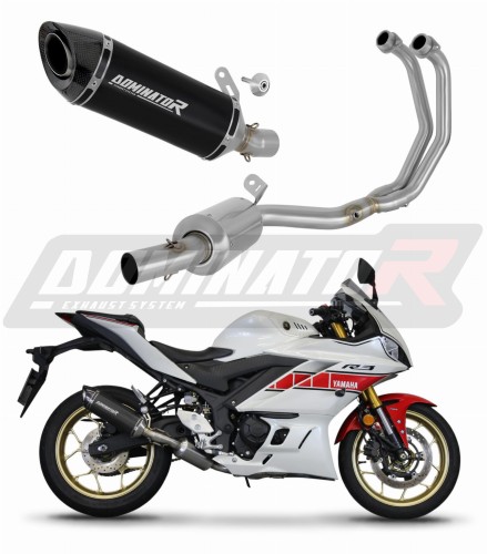 complete exhaust system with muffler DOMINATOR Full System HP8 BLACK fits the motorcycle Yamaha YZF R3 2019   2024 2
