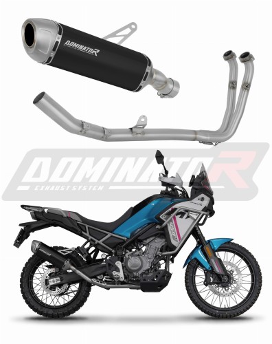 komplett kipufogórendszer DOMINATOR Full System S6 FEKETE dobbal, CF MOTO 450 MT 2024 motorkerékpárhoz