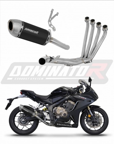 teljes kipufogórendszer DOMINATOR S6 FEKETE dobbal a Honda CB 650 R 2019 - 2023 motorkerékpárhoz