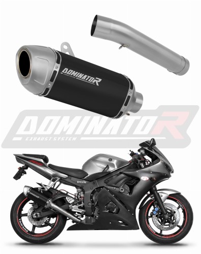 DOMINATOR S6 Shorty FEKETE kipufogó dob, amely illeszkedik a Yamaha YZF R6 2003 - 2005 motorkerékpárhoz