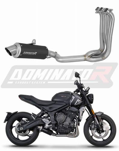 komplett DOMINATOR Full System GPF FEKETE kipufogórendszer hangtompítóval, amely a Triumph Trident 660 2021 - 2024 motorkerékpárhoz alkalmas