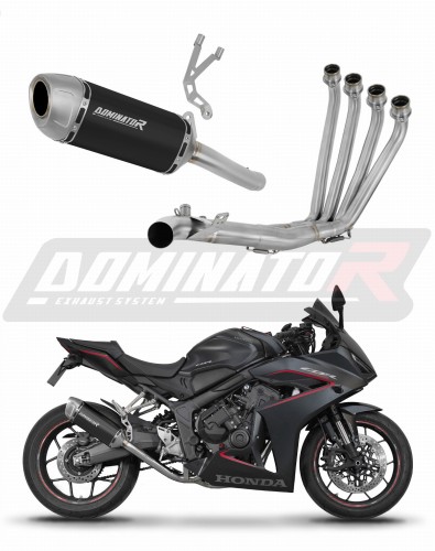 complete exhaust system with muffler DOMINATOR Full System S6 BLACK fits the motorcycle Honda CB 650 R / E Clutch 2024   2025 6