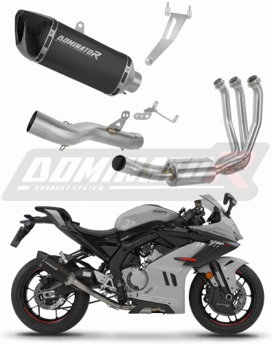 DOMINATOR Full System HP6 FEKETE komplett kipufogórendszer dobbal, amely illeszkedik a CF MOTO 675 SR-R 2024 - 2026 motorkerékpárhoz