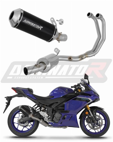 teljes kipufogórendszer DOMINATOR OV G2 FEKETE dobbal, amely illeszkedik a Yamaha YZF-R3 2025 - 2026 motorkerékpárhoz