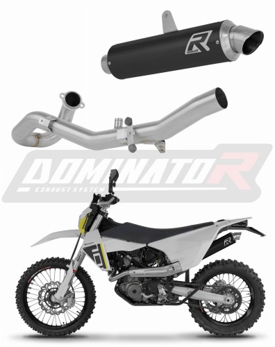 teljes kipufogórendszer DOMINATOR Full System GPF FEKETE dobbal, amely illeszkedik a Husqvarna 701 Enduro 2026 motorkerékpárhoz