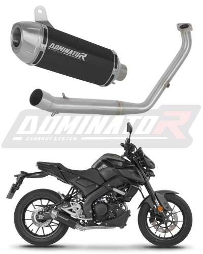 teljes kipufogórendszer DOMINATOR Full System S3 FEKETE dobbal, amely illik a Yamaha MT 125 2021 - 2024 motorkerékpárhoz