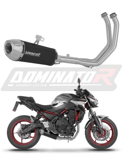 komplett kipufogórendszer DOMINATOR Full System S3 FEKETE dobbal, amely illeszkedik a Kawasaki Ninja 650 2023 - 2026 motorkerékpárhoz