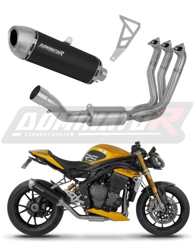 komplett kipufogórendszer DOMINATOR Full System S6 FEKETE dobbal, amely illeszkedik a Triumph Speed Triple 1200 RS / RR 2021 - 2024 motorkerékpárhoz